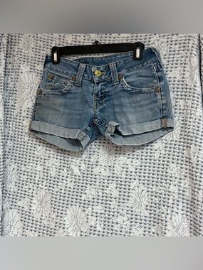 True Religion size 26  Womens Blue Denim Cuffed Shorts